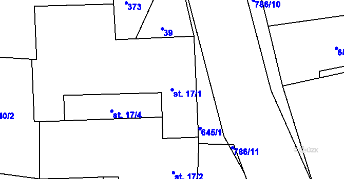 Parcela st. 17/1 v KÚ Radostín u Havlíčkova Brodu, Katastrální mapa