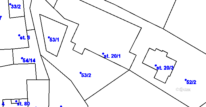 Parcela st. 20/1 v KÚ Radostín u Havlíčkova Brodu, Katastrální mapa