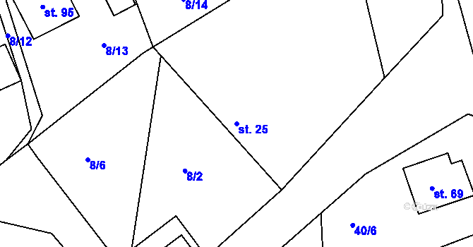 Parcela st. 25 v KÚ Radostín u Havlíčkova Brodu, Katastrální mapa