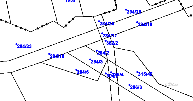 Parcela st. 284/2 v KÚ Radostín u Havlíčkova Brodu, Katastrální mapa