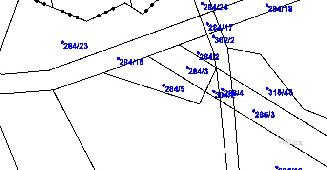 Parcela st. 284/5 v KÚ Radostín u Havlíčkova Brodu, Katastrální mapa