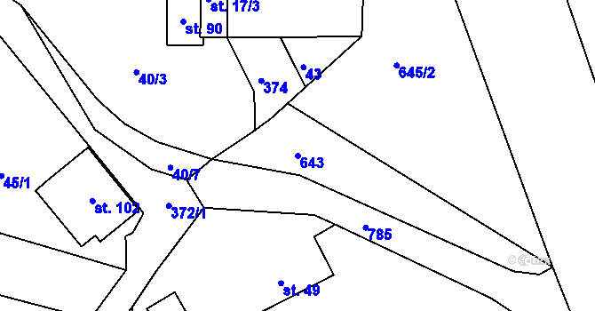 Parcela st. 643 v KÚ Radostín u Havlíčkova Brodu, Katastrální mapa