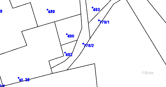 Parcela st. 778/2 v KÚ Radostín u Havlíčkova Brodu, Katastrální mapa