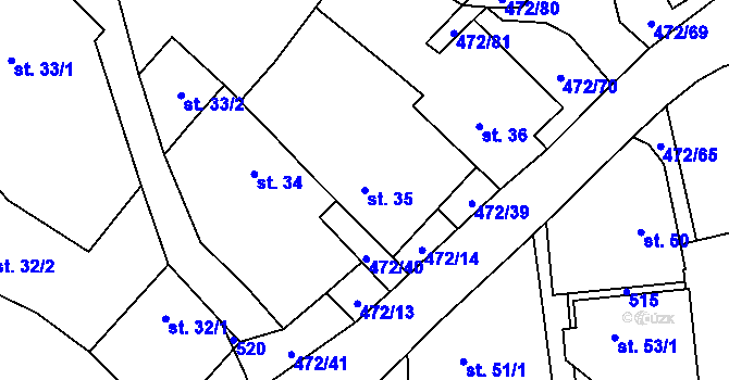 Parcela st. 35 v KÚ Radostín u Vojnova Městce, Katastrální mapa
