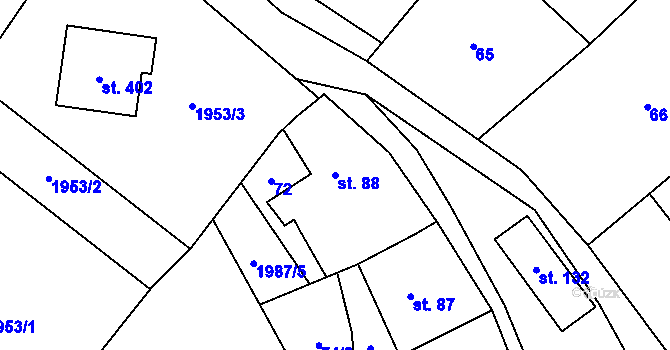 Parcela st. 88 v KÚ Radostín nad Oslavou, Katastrální mapa