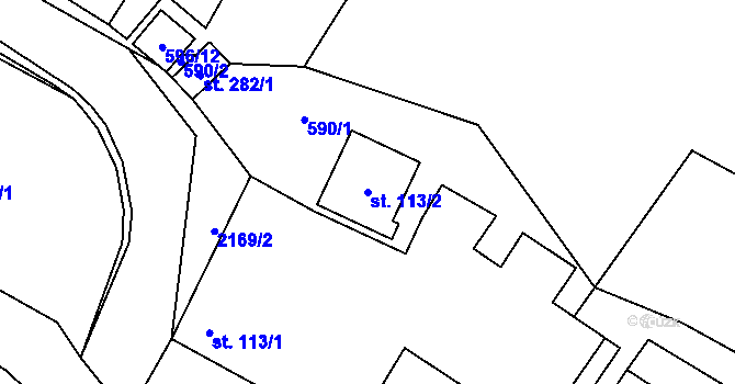 Parcela st. 113/2 v KÚ Radostín nad Oslavou, Katastrální mapa