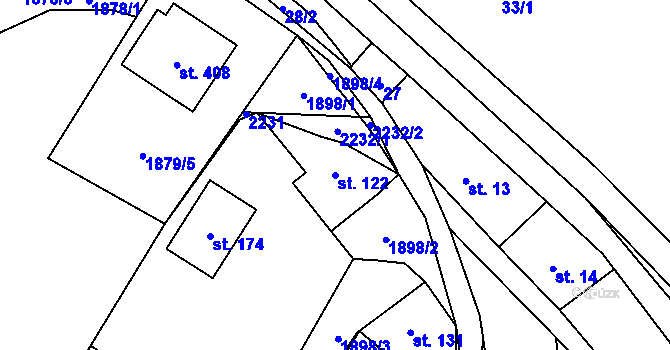 Parcela st. 122 v KÚ Radostín nad Oslavou, Katastrální mapa