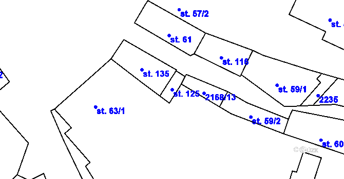 Parcela st. 125 v KÚ Radostín nad Oslavou, Katastrální mapa