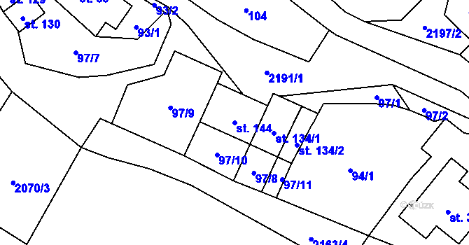 Parcela st. 144 v KÚ Radostín nad Oslavou, Katastrální mapa