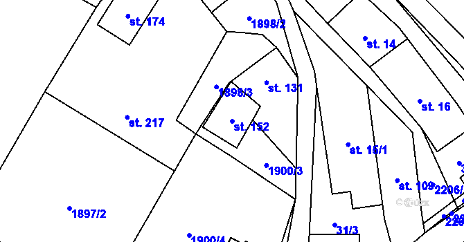 Parcela st. 152 v KÚ Radostín nad Oslavou, Katastrální mapa