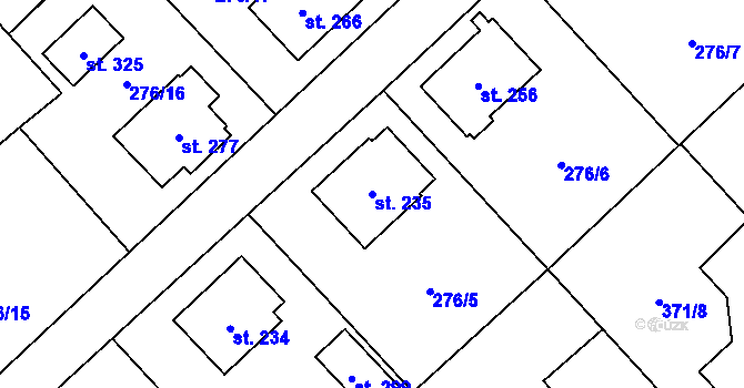 Parcela st. 235 v KÚ Radostín nad Oslavou, Katastrální mapa