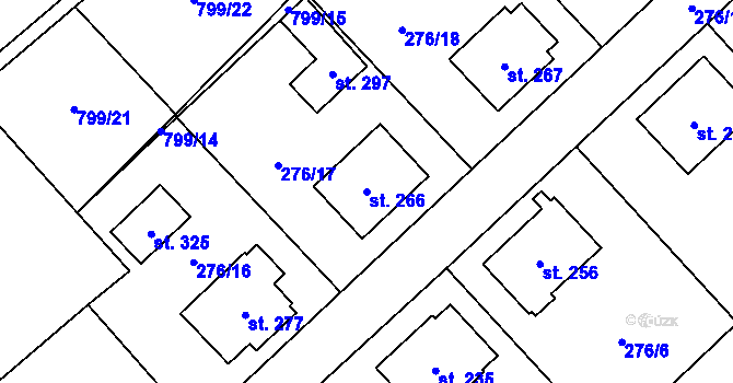 Parcela st. 266 v KÚ Radostín nad Oslavou, Katastrální mapa