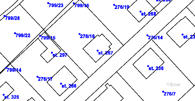 Parcela st. 267 v KÚ Radostín nad Oslavou, Katastrální mapa