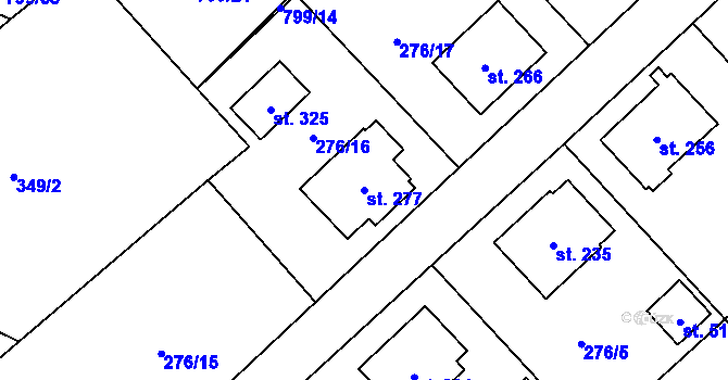 Parcela st. 277 v KÚ Radostín nad Oslavou, Katastrální mapa