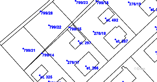 Parcela st. 297 v KÚ Radostín nad Oslavou, Katastrální mapa