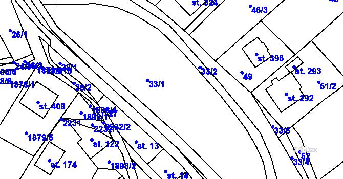 Parcela st. 33 v KÚ Radostín nad Oslavou, Katastrální mapa