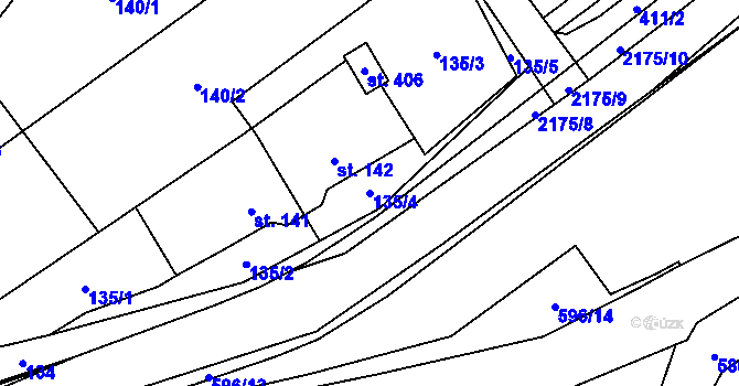 Parcela st. 135/4 v KÚ Radostín nad Oslavou, Katastrální mapa