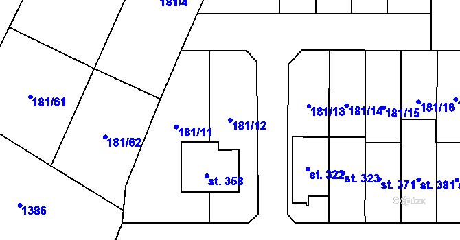Parcela st. 181/12 v KÚ Radostín nad Oslavou, Katastrální mapa