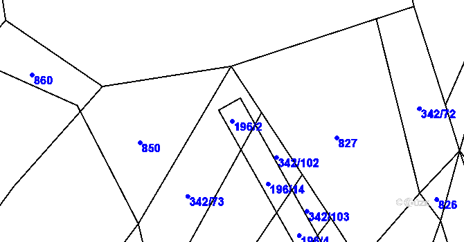 Parcela st. 196/2 v KÚ Radostín nad Oslavou, Katastrální mapa