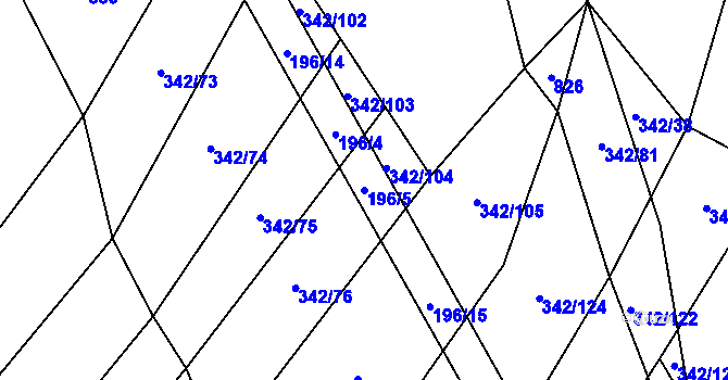 Parcela st. 196/5 v KÚ Radostín nad Oslavou, Katastrální mapa