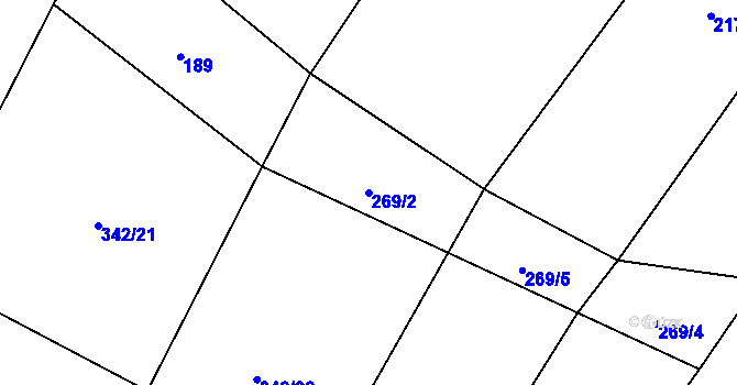 Parcela st. 269/2 v KÚ Radostín nad Oslavou, Katastrální mapa