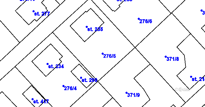 Parcela st. 276/5 v KÚ Radostín nad Oslavou, Katastrální mapa