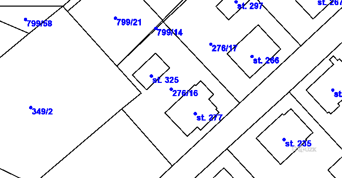 Parcela st. 276/16 v KÚ Radostín nad Oslavou, Katastrální mapa