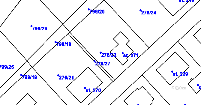 Parcela st. 276/22 v KÚ Radostín nad Oslavou, Katastrální mapa