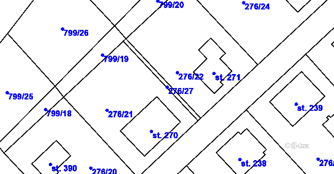 Parcela st. 276/27 v KÚ Radostín nad Oslavou, Katastrální mapa