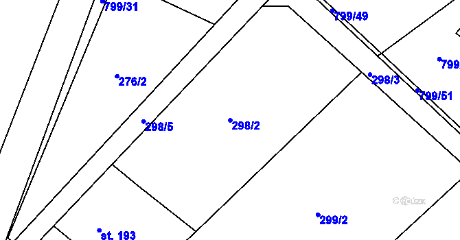 Parcela st. 298/2 v KÚ Radostín nad Oslavou, Katastrální mapa