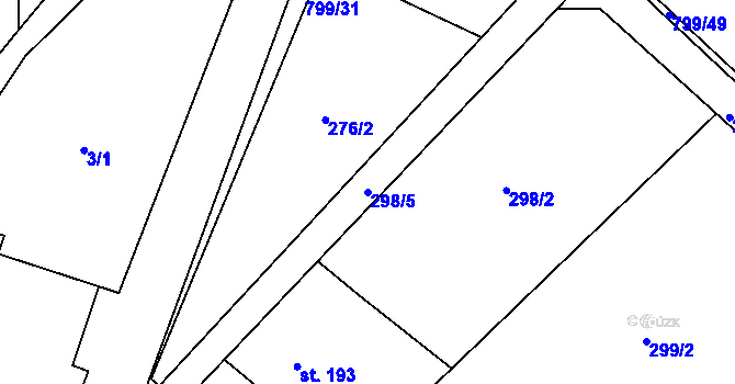 Parcela st. 298/5 v KÚ Radostín nad Oslavou, Katastrální mapa