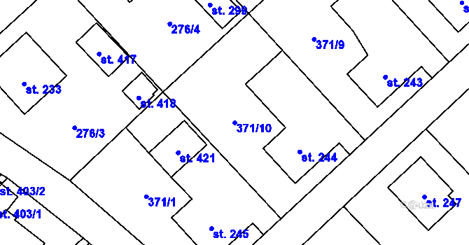Parcela st. 371/10 v KÚ Radostín nad Oslavou, Katastrální mapa