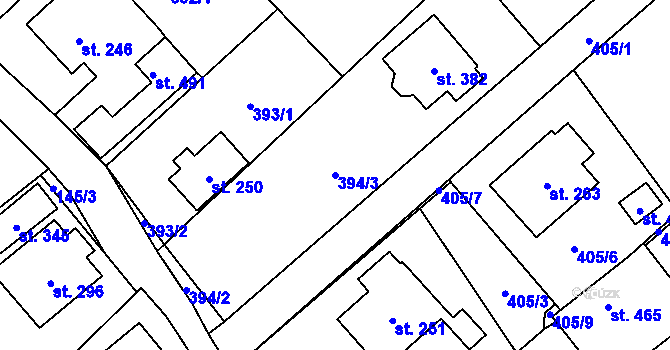 Parcela st. 394/3 v KÚ Radostín nad Oslavou, Katastrální mapa