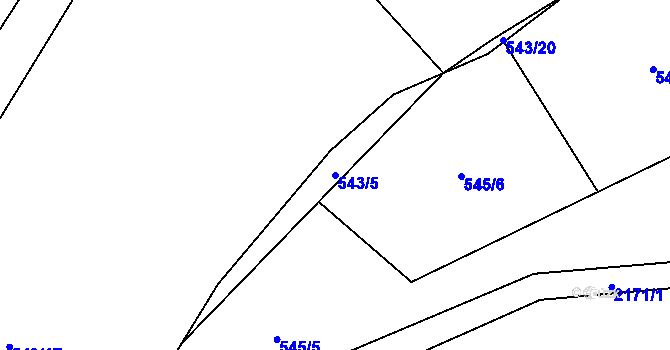 Parcela st. 543/5 v KÚ Radostín nad Oslavou, Katastrální mapa