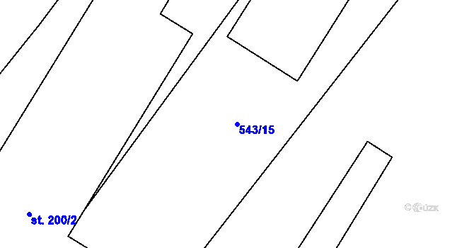 Parcela st. 543/15 v KÚ Radostín nad Oslavou, Katastrální mapa