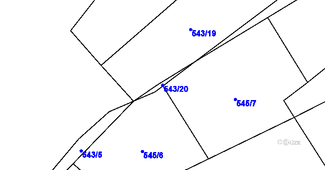 Parcela st. 543/20 v KÚ Radostín nad Oslavou, Katastrální mapa
