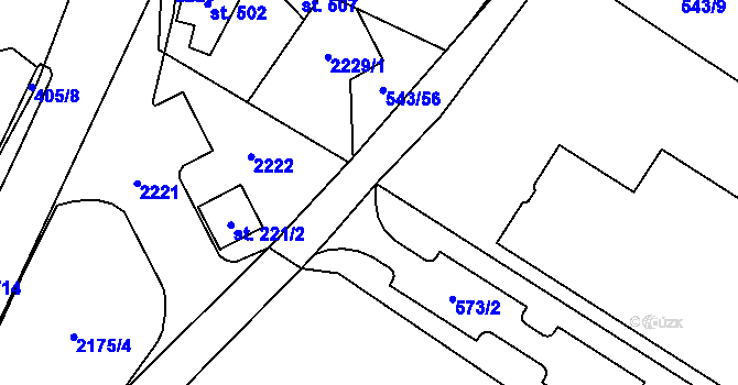 Parcela st. 543/26 v KÚ Radostín nad Oslavou, Katastrální mapa
