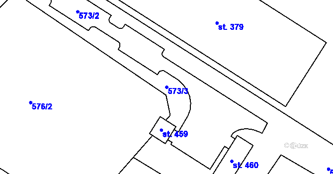 Parcela st. 573/3 v KÚ Radostín nad Oslavou, Katastrální mapa