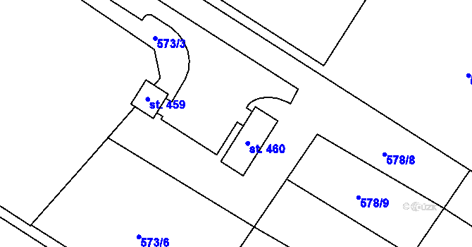 Parcela st. 573/4 v KÚ Radostín nad Oslavou, Katastrální mapa