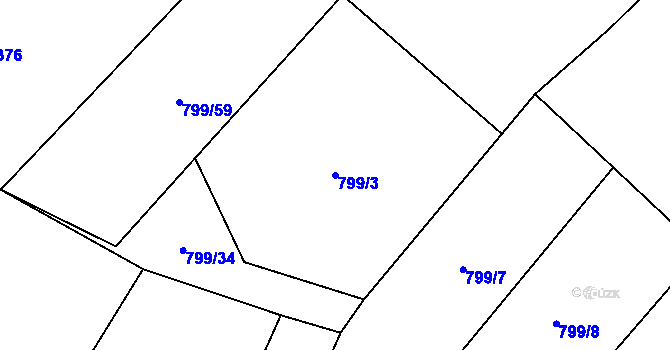 Parcela st. 799/3 v KÚ Radostín nad Oslavou, Katastrální mapa