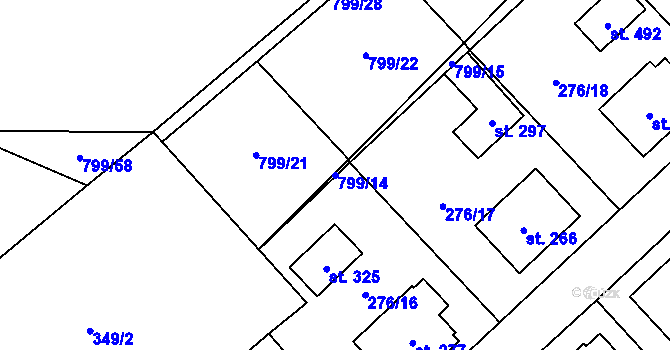 Parcela st. 799/14 v KÚ Radostín nad Oslavou, Katastrální mapa