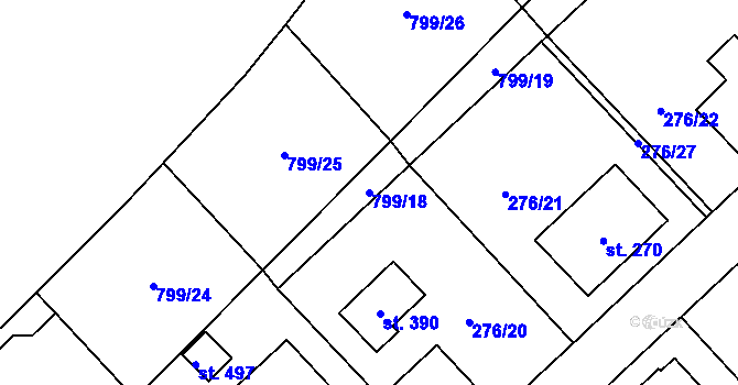 Parcela st. 799/18 v KÚ Radostín nad Oslavou, Katastrální mapa