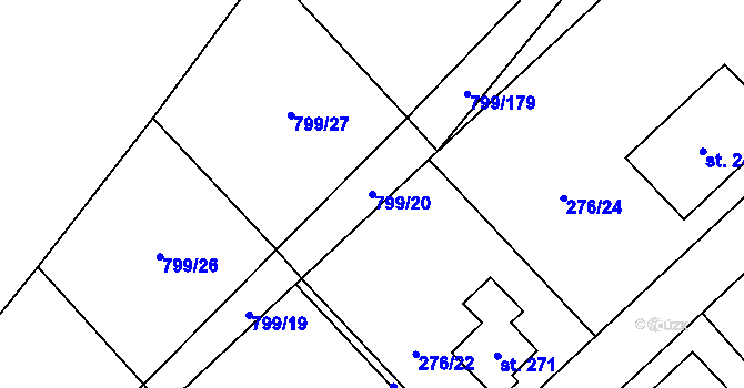 Parcela st. 799/20 v KÚ Radostín nad Oslavou, Katastrální mapa