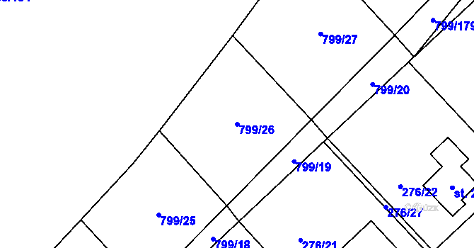 Parcela st. 799/26 v KÚ Radostín nad Oslavou, Katastrální mapa