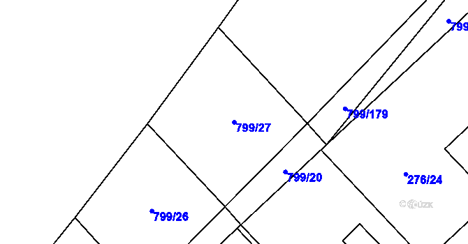 Parcela st. 799/27 v KÚ Radostín nad Oslavou, Katastrální mapa