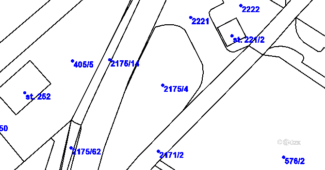 Parcela st. 2175/4 v KÚ Radostín nad Oslavou, Katastrální mapa
