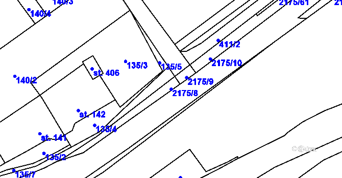 Parcela st. 2175/8 v KÚ Radostín nad Oslavou, Katastrální mapa