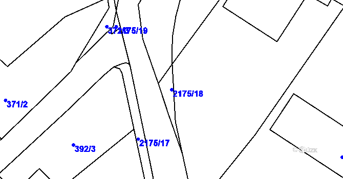 Parcela st. 2175/18 v KÚ Radostín nad Oslavou, Katastrální mapa