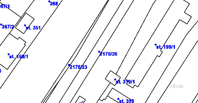 Parcela st. 2175/26 v KÚ Radostín nad Oslavou, Katastrální mapa