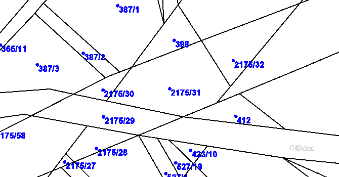 Parcela st. 2175/31 v KÚ Radostín nad Oslavou, Katastrální mapa